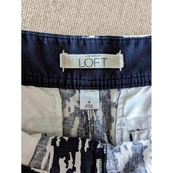 Ann Taylor Loft Linen/Cotton Blend Shorts Navy White Women's 4 - Picture 3 of 4